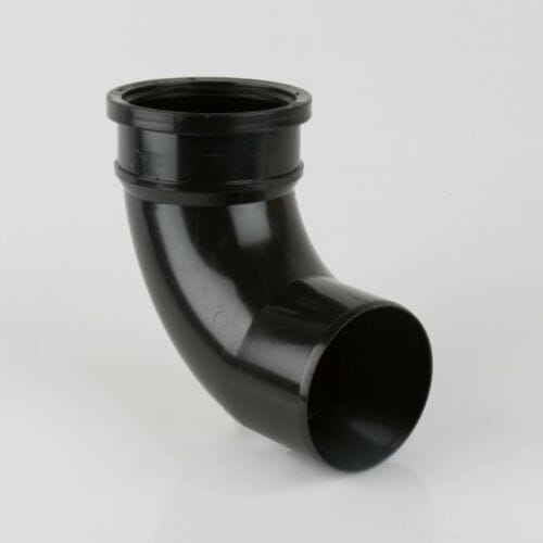Item Code: BR608 160mm Round PVCu Industrial Downpipe Bend 92.5 Degrees Single Socket BR608 BLACK