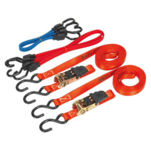 Sealey Ratchet Strap & Bungee Cord Set 6pc Model No.TD285SBD